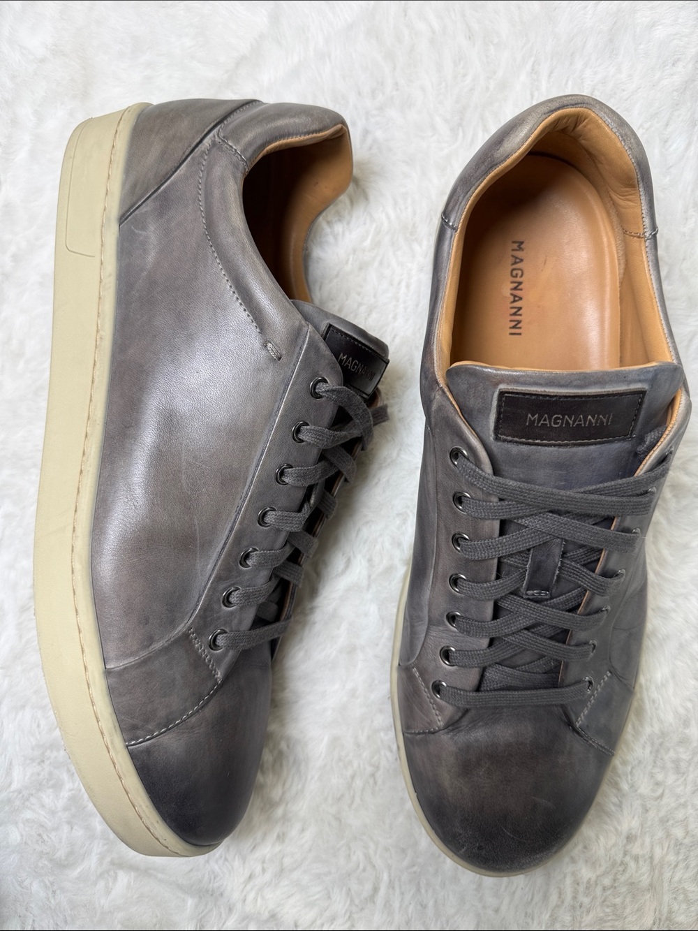 Magnanni Elonso Lo 20837 Men’s 15 M Gray Leather Low Top Sneakers Spain Luxury